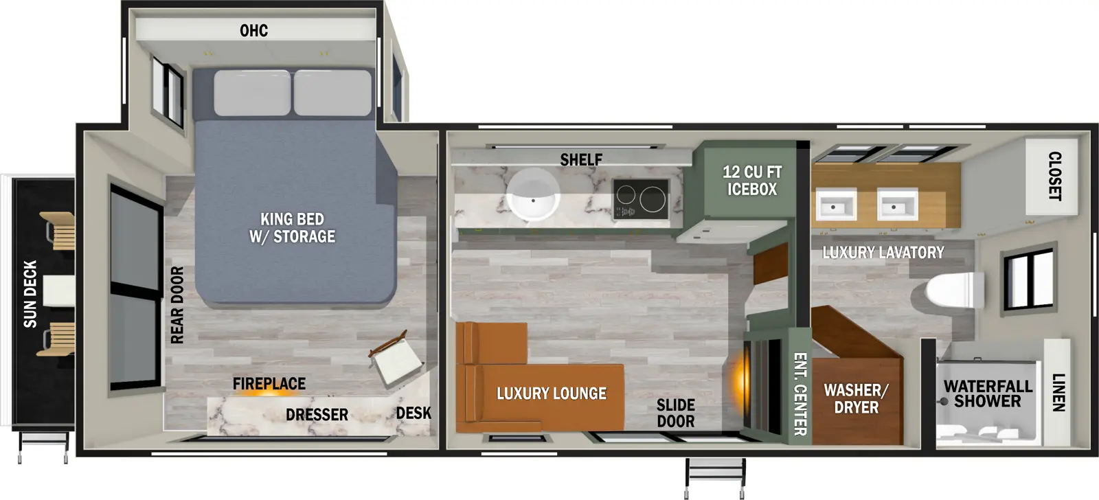 The No Boundaries RVS2 has two entries and one slide out. Exterior features include: fiberglass exterior. Interiors features include: rear bedroom.